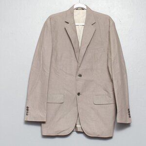 Tasso Elba linen cotton blend tan striped sport coat blazer